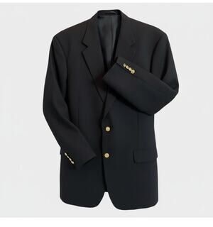 Wimbledon Dillards Mens Sport Coat Size 43R Black Wool Blend Blazer Gold Button